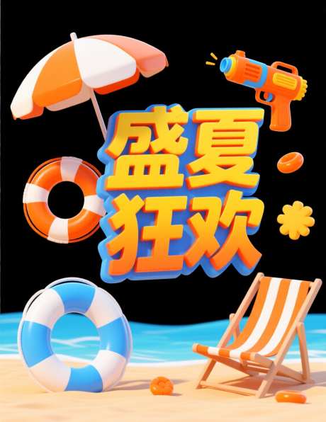 夏日狂欢海浪氛围插画_AI图片下载_采样_1136X1472像素-橙色,黄色,蓝色-作品编号:2025082608318806-志͵设˰网