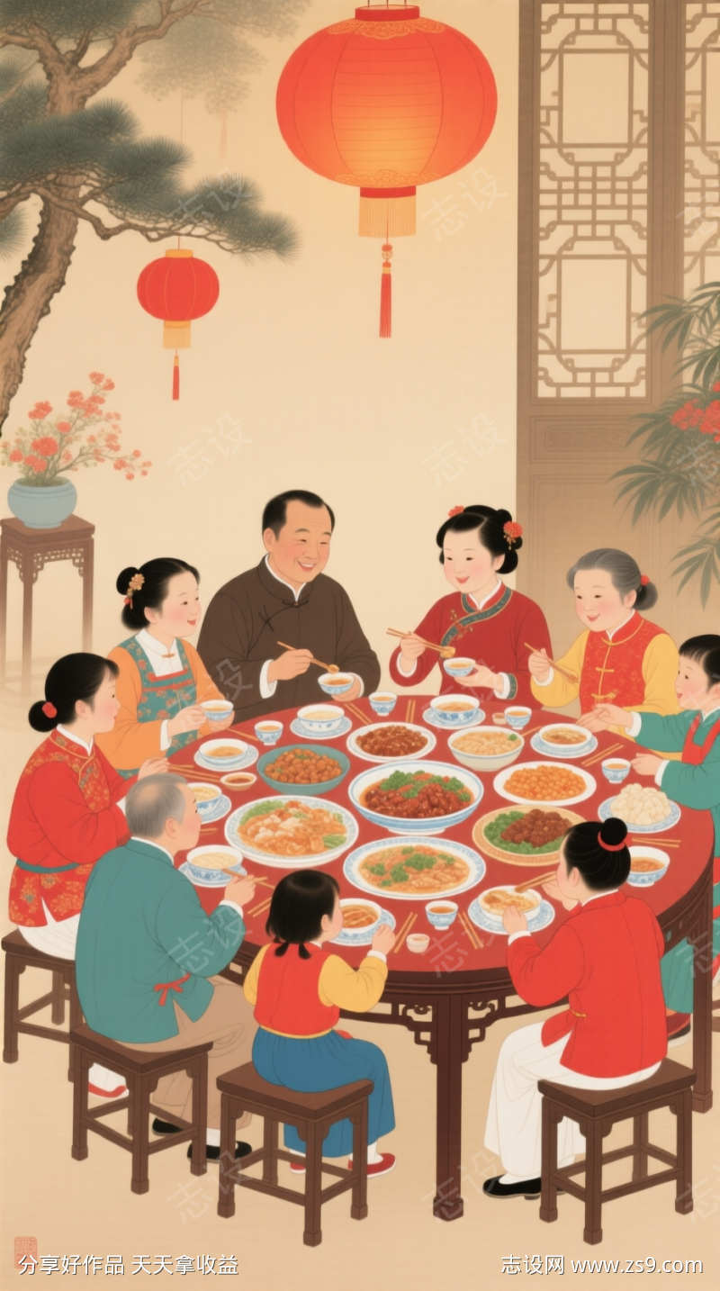 年夜饭全家福插图