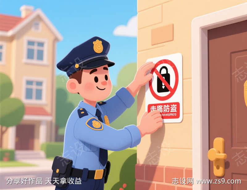 小区防盗插画