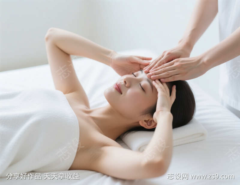 女性SPA放松插画