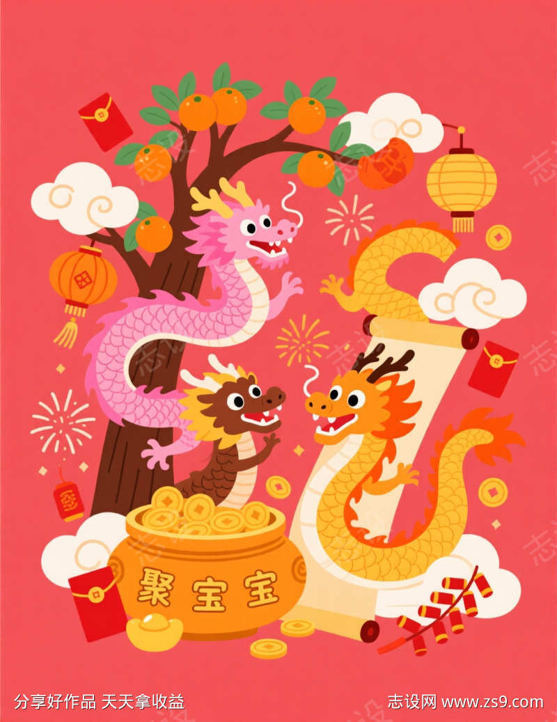 中国风剪纸插画