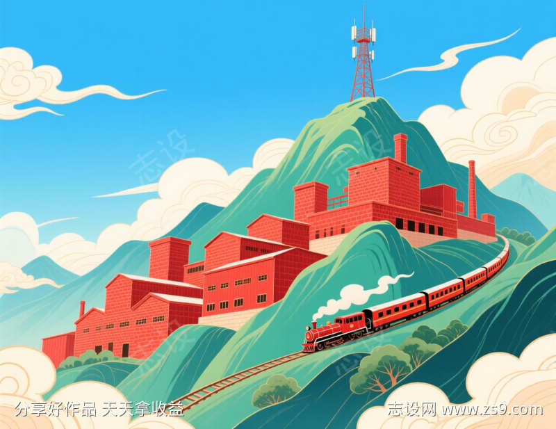 国风工厂插画