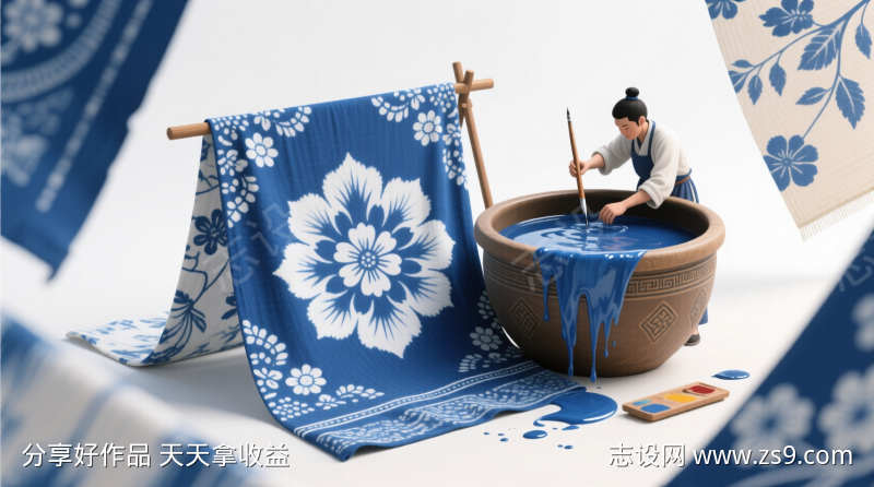 非遗蓝染工艺展示