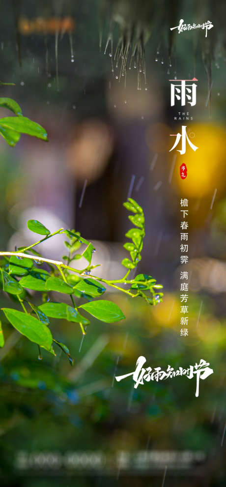 雨水节气海报_源文件下载_PSD格式_1240X2673像素-海报,二十四节气,雨水,好雨知时节,树叶-作品编号:2022021108584043-设计素材-www.shejisc.cn