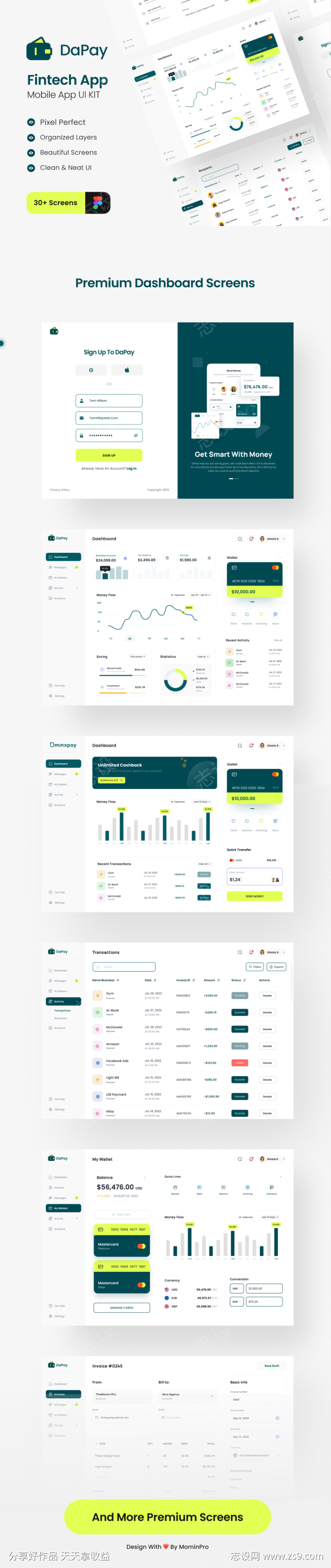  DayPay - 金融科技仪表板 UI