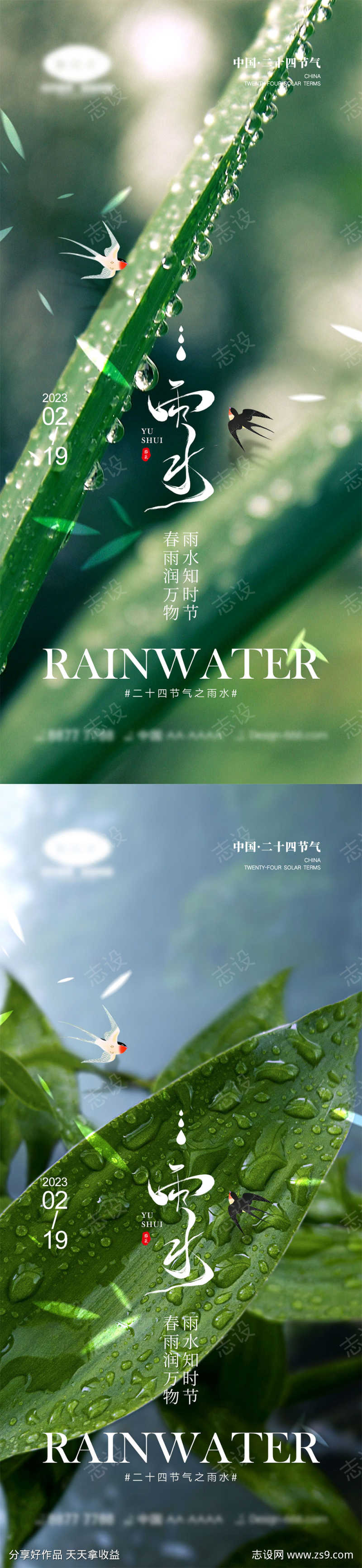 雨水节气海报