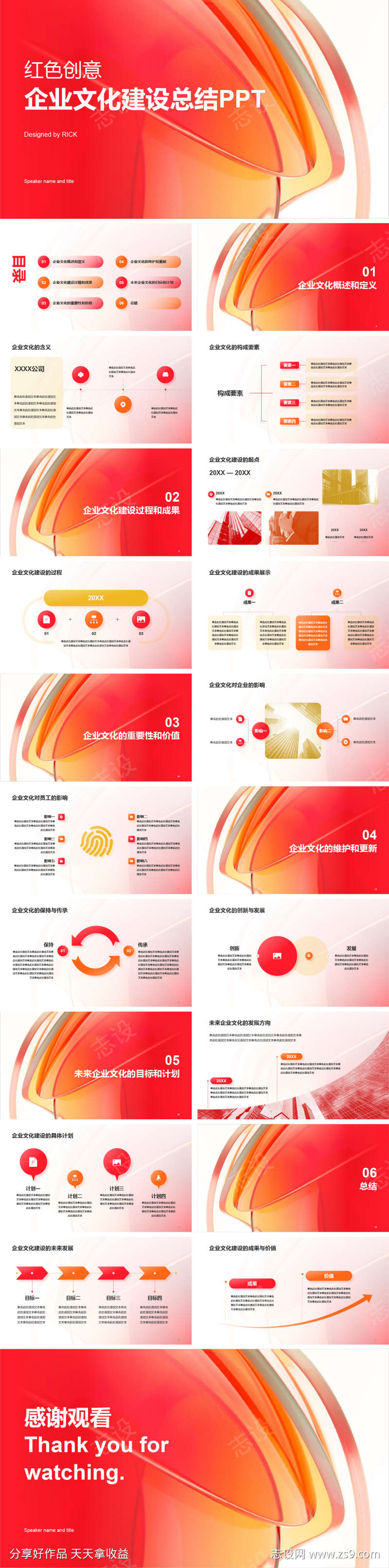 红色创意企业文化建设总结PPT