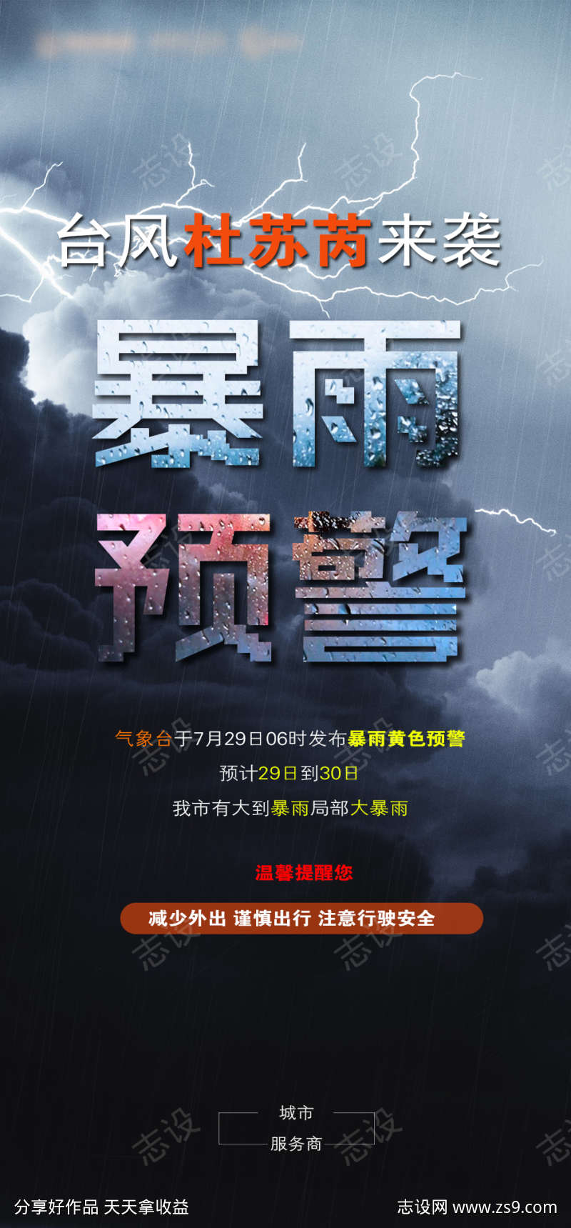 暴雨预警海报