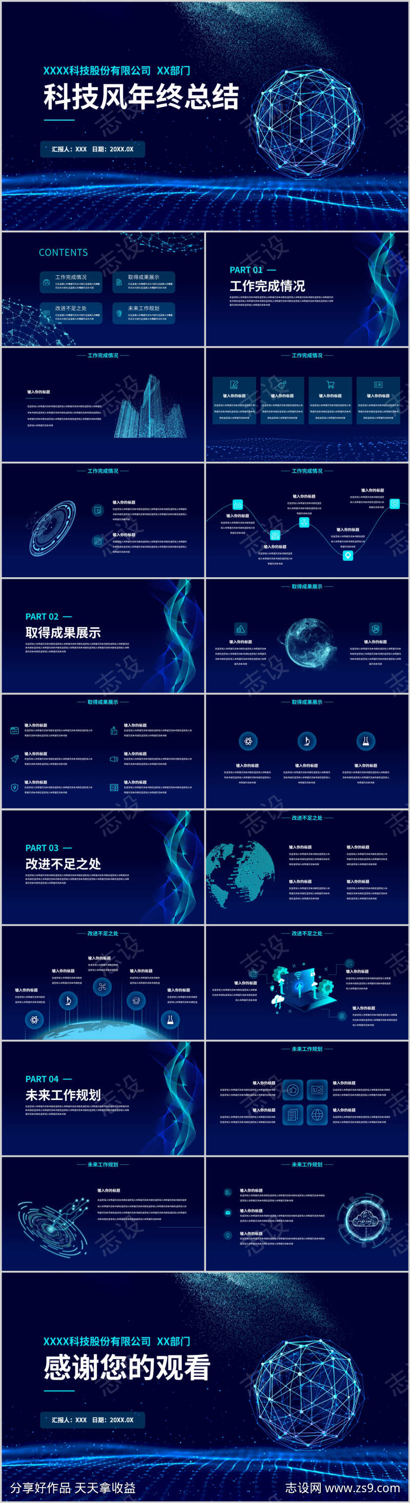 暗色科技风年终总结部门总结ppt