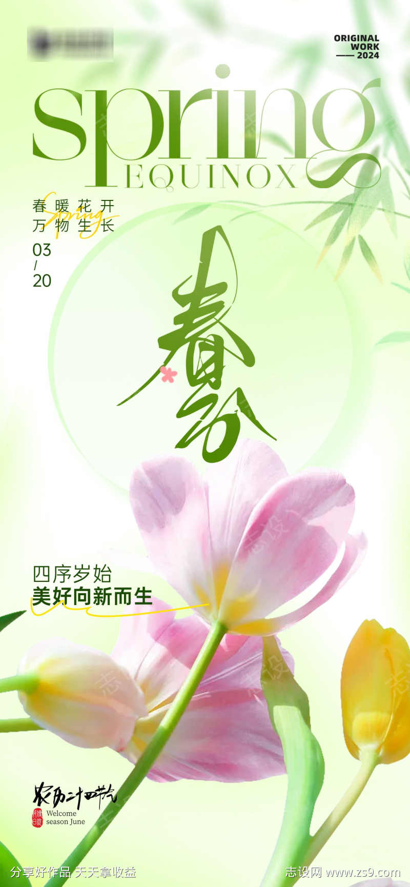春分医美清新节气海报