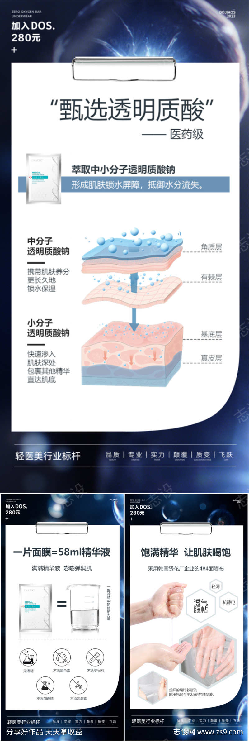 美白补水修复防晒夏日面膜圈图海报