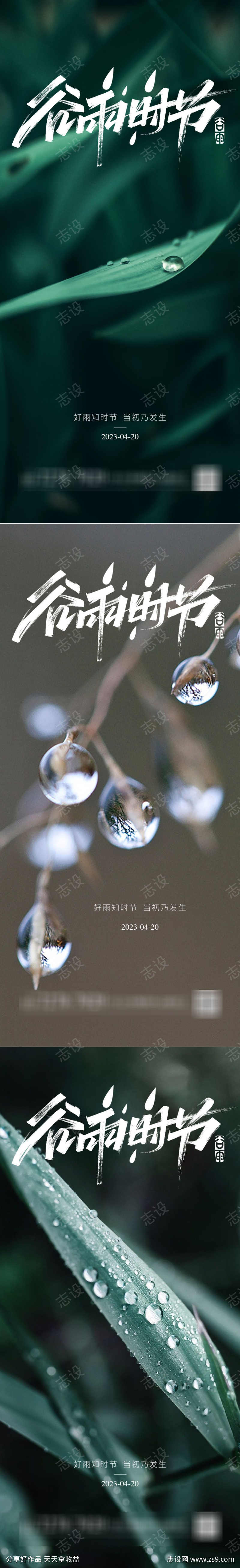 谷雨节气系列海报