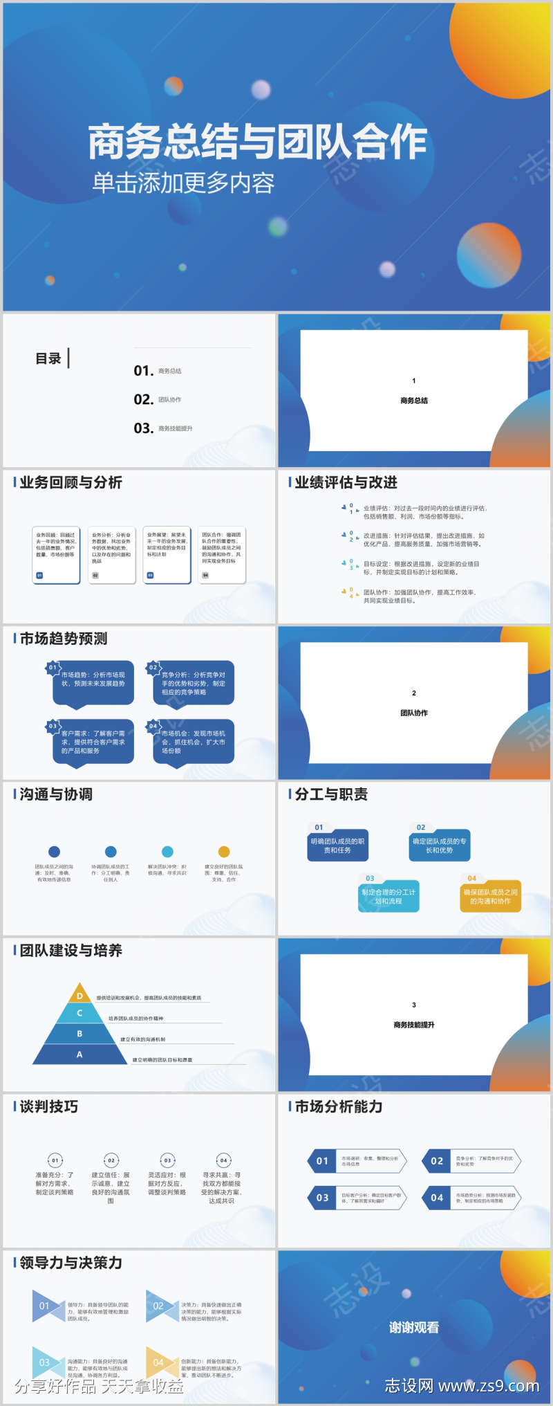 商务总结与团队合作PPT