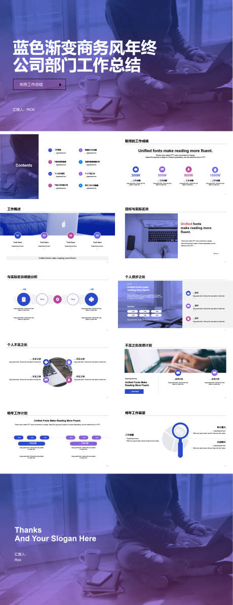 蓝色渐变商务风年终公司部门工作总结PPT_源文件下载_其他格式格式_1621X4200像素-工作,总结,部门,商务,渐变,PPT,企业-作品编号:2024051116128472-设计素材-www.shejisc.cn