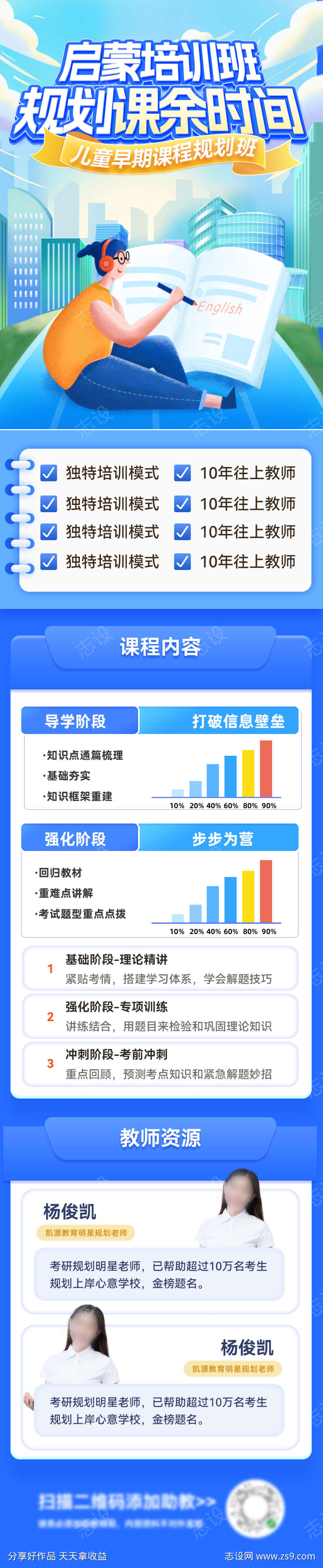 儿童教育启蒙托管规划培训班海报长图