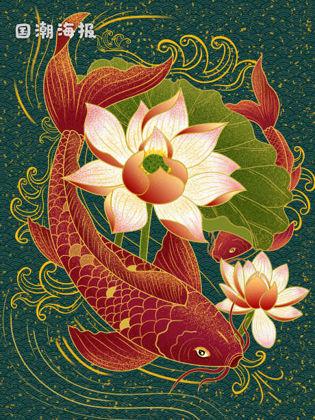 鲤鱼荷花海报_源文件下载_PSD格式_3500X2300像素-国风,古迹,山脉-作品编号:2024083109004726-志设-zs9.com
