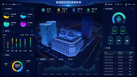 智慧园区监控数据可视化管理系统_源文件下载_PSD格式_1920X1080像素-大屏,科技,蓝色,信息,系统,可视化,大数据,智慧,园区-作品编号:2024091110003480-设计素材-www.shejisc.cn