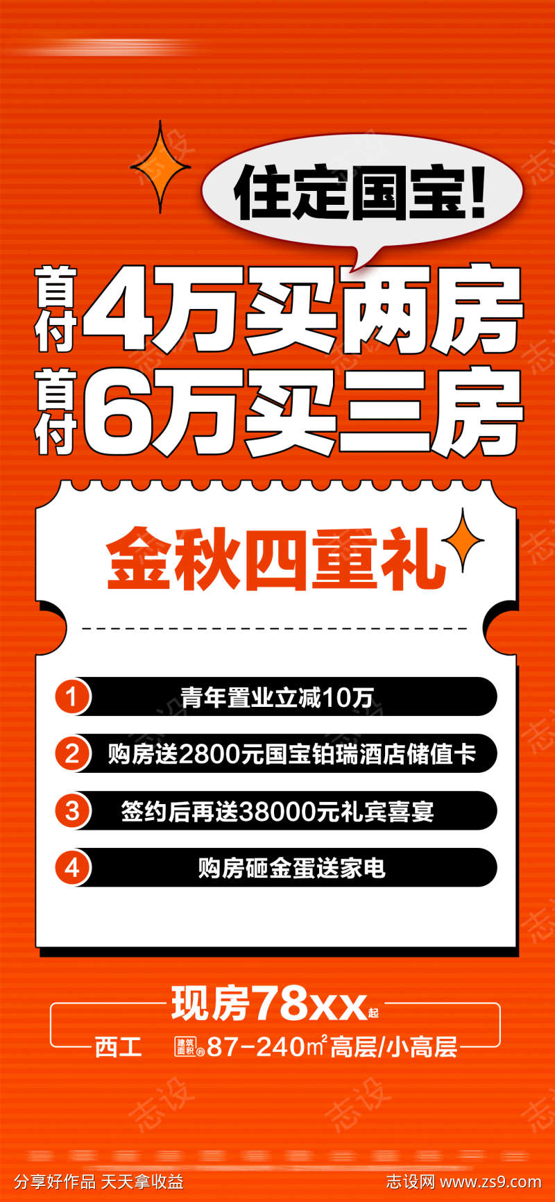 地产特惠多重礼活动大字报海报