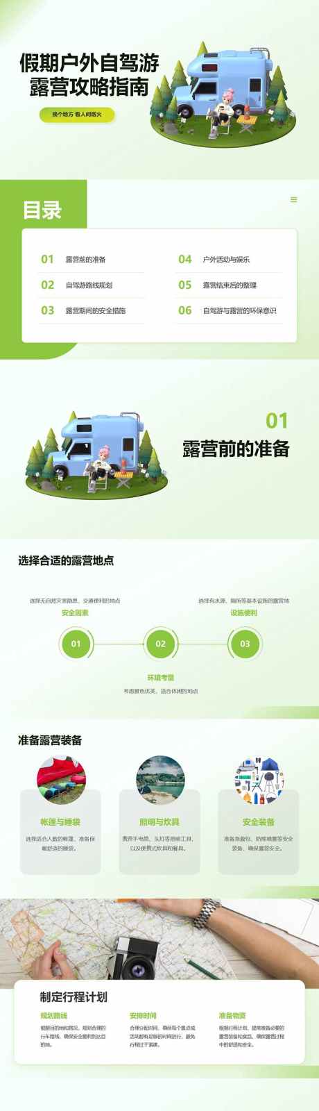 假期户外自驾游露营攻略指南PPT_源文件下载_100格式_853X12000像素-攻略,露营,自驾游-作品编号:2024092510576536-志设-zs9.com