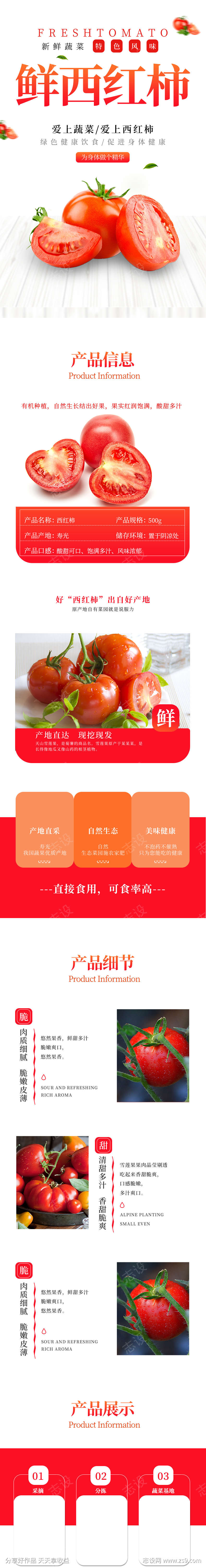 白色简约小清新番茄柿子蔬菜生鲜西红柿详情