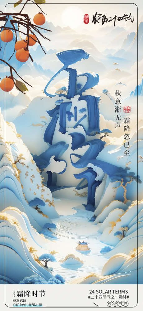 霜降大气唯美简约节日插画节气海报_源文件下载_PSD格式_1024X2219像素-海报,唯美,简约,节气,大气,霜降,秋天,秋季-作品编号:2024101017114965-志设-zs9.com