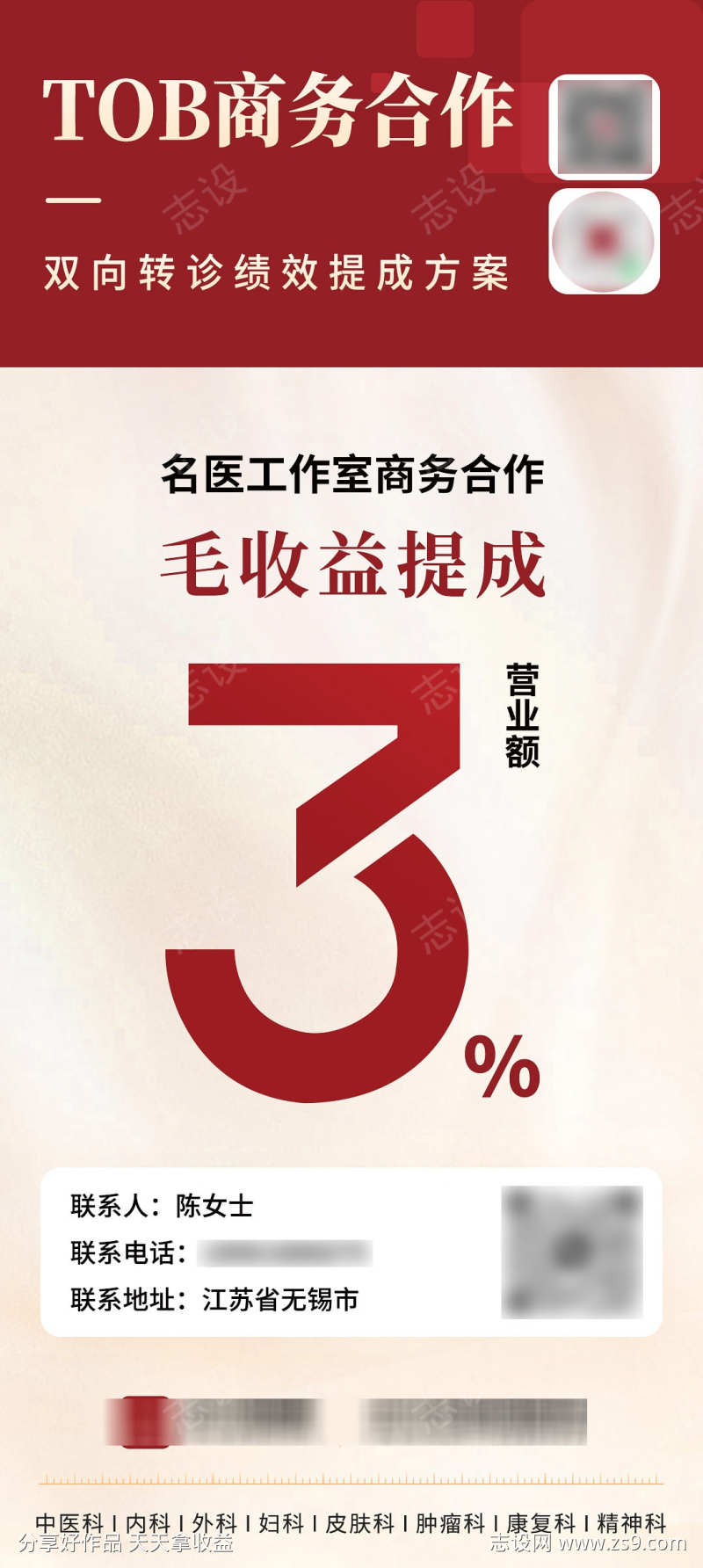 互联网医疗商务合作分红海报