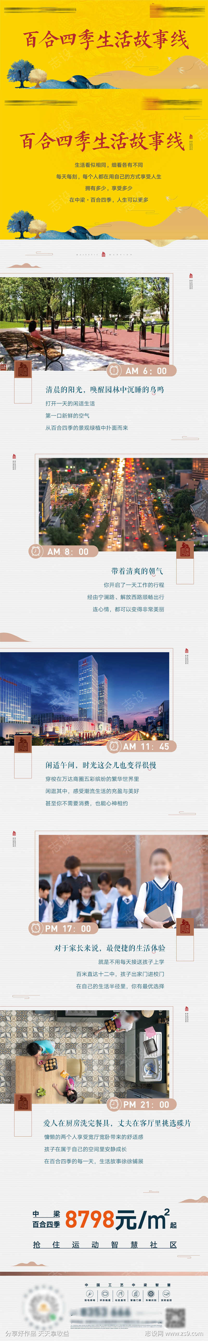 新中式城央大宅高端楼盘生活故事线长图