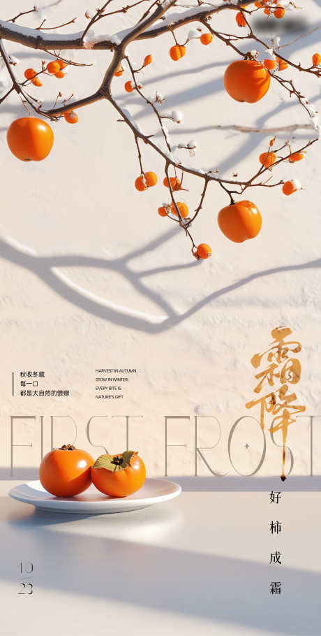 霜降节气海报光影柿子_源文件下载_AI格式_1798X3556像素-海报,节气,霜降-作品编号:2024102211556347-志˯设ˇ网