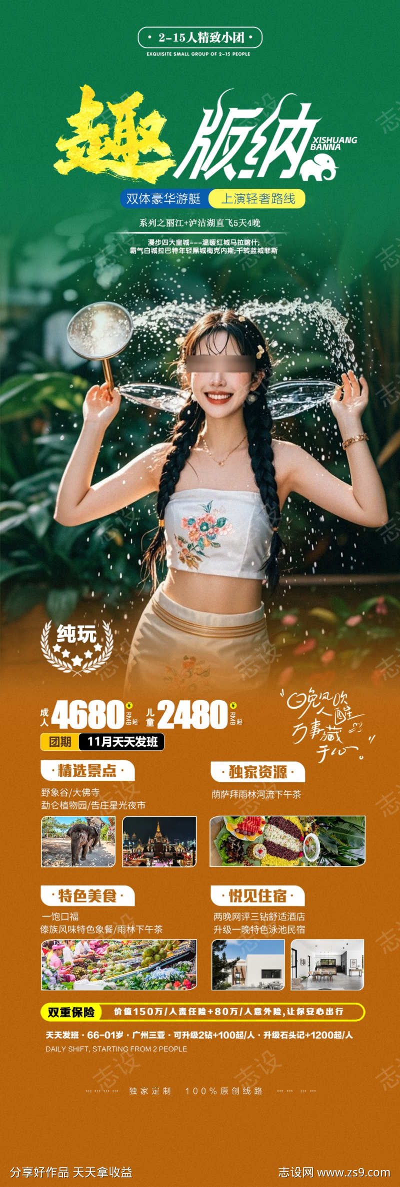 趣玩西双版纳云南泼水节旅游宣传海报