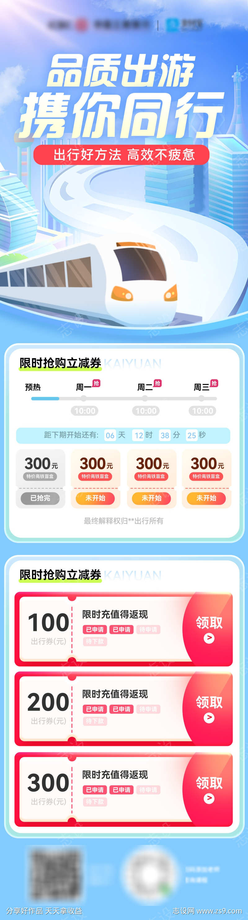 出行高铁金融特惠福利优惠海报长图