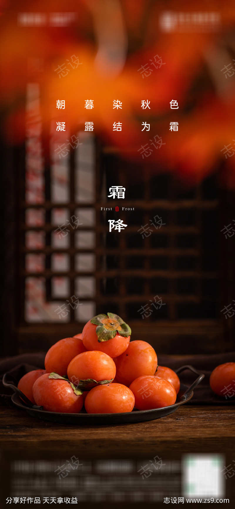 霜降海报柿子橘色质感高端