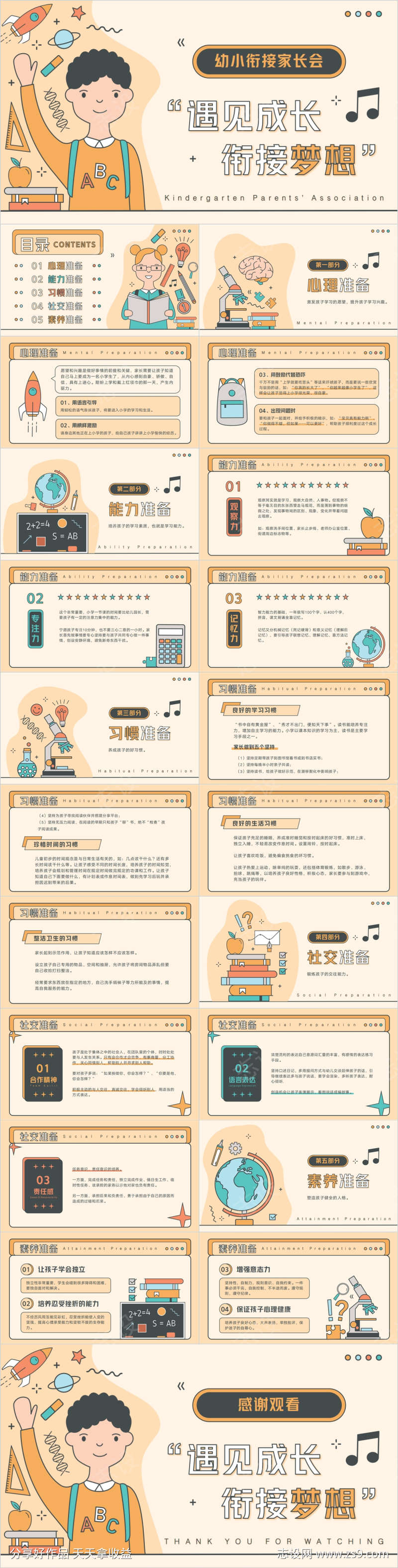 遇见成长衔接梦想幼小衔接家长会班会PPT