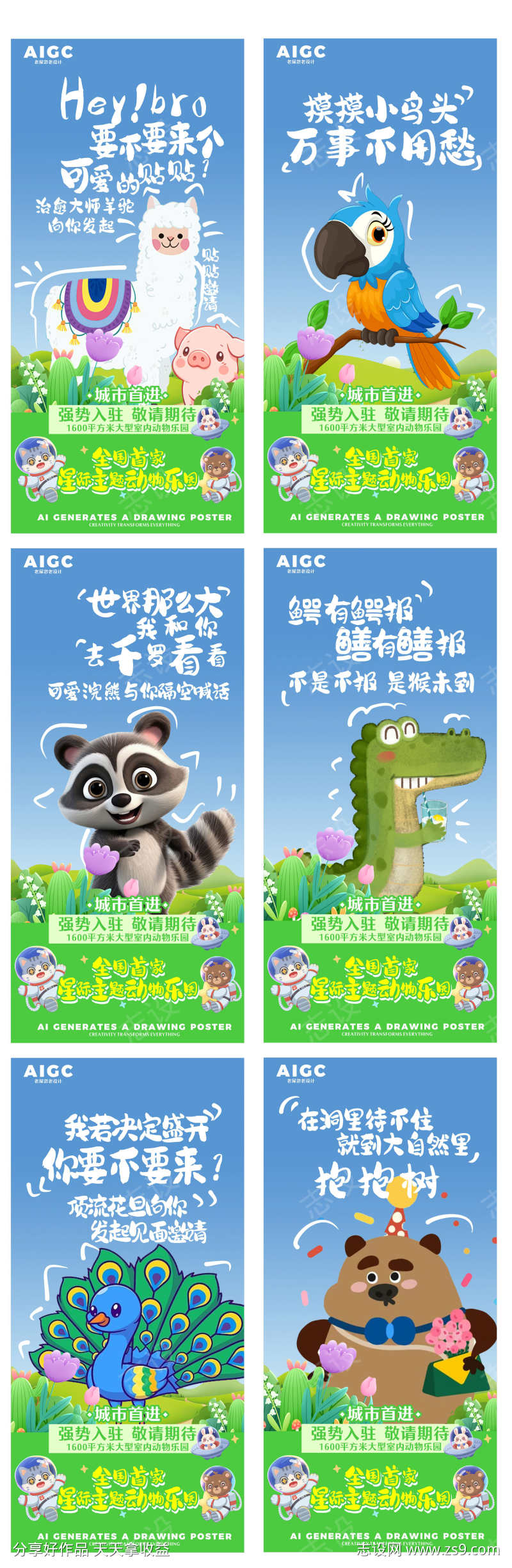 卡通动物园海报