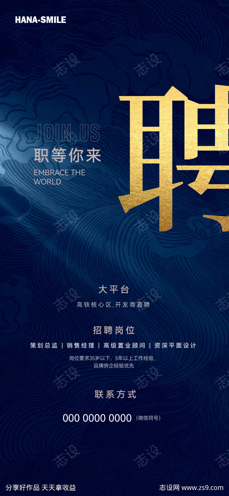 蓝色招聘海报
