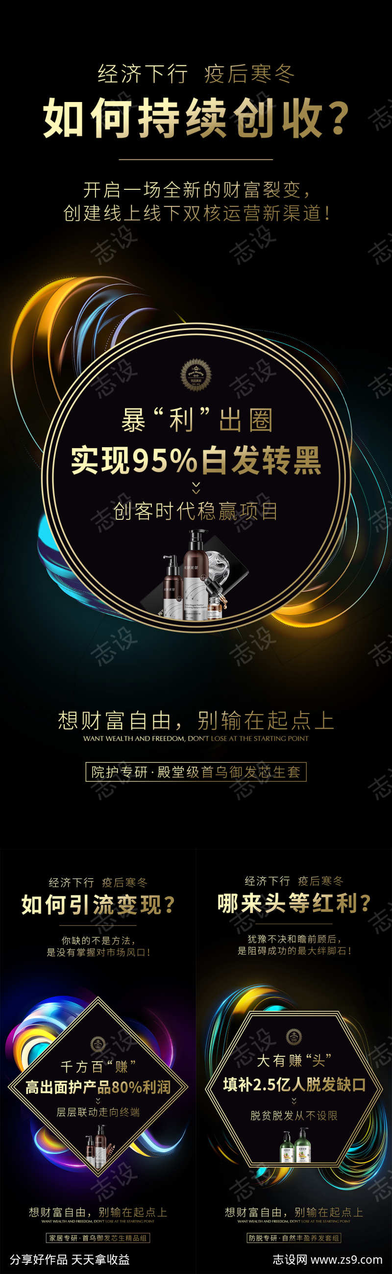 头疗黑色招商系列海报