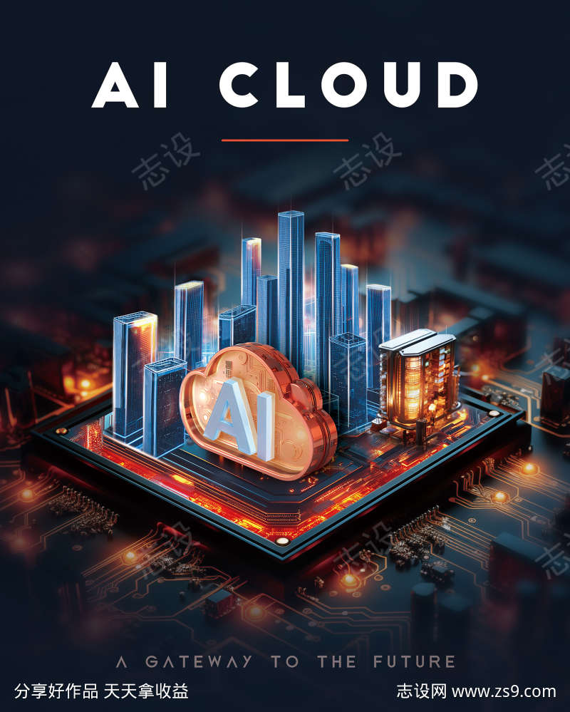 科技感海报AI云