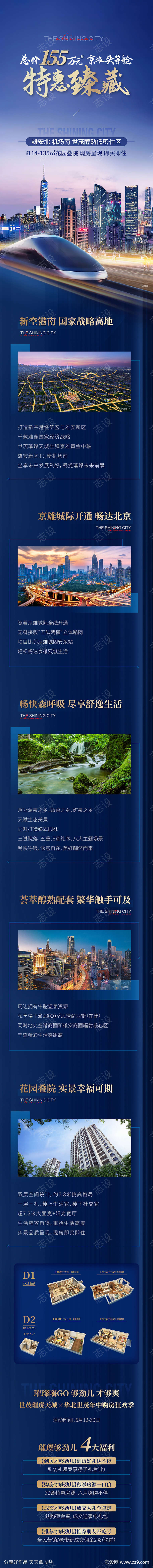 房地产蓝金叠院价值点专题设计