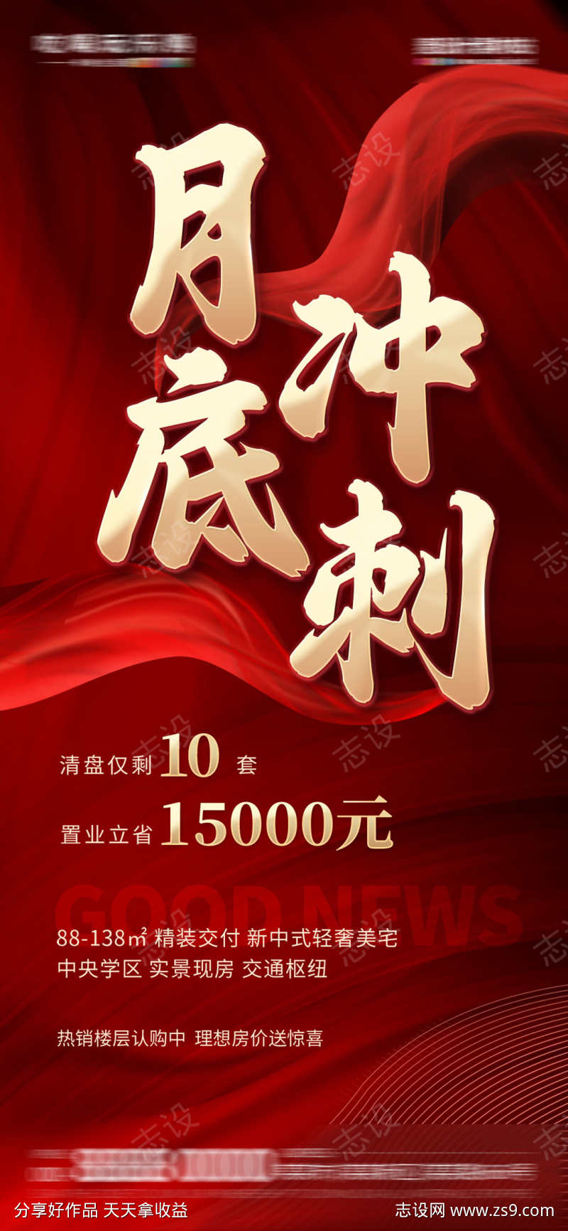 地产住宅年底冲刺政策优惠营销海报