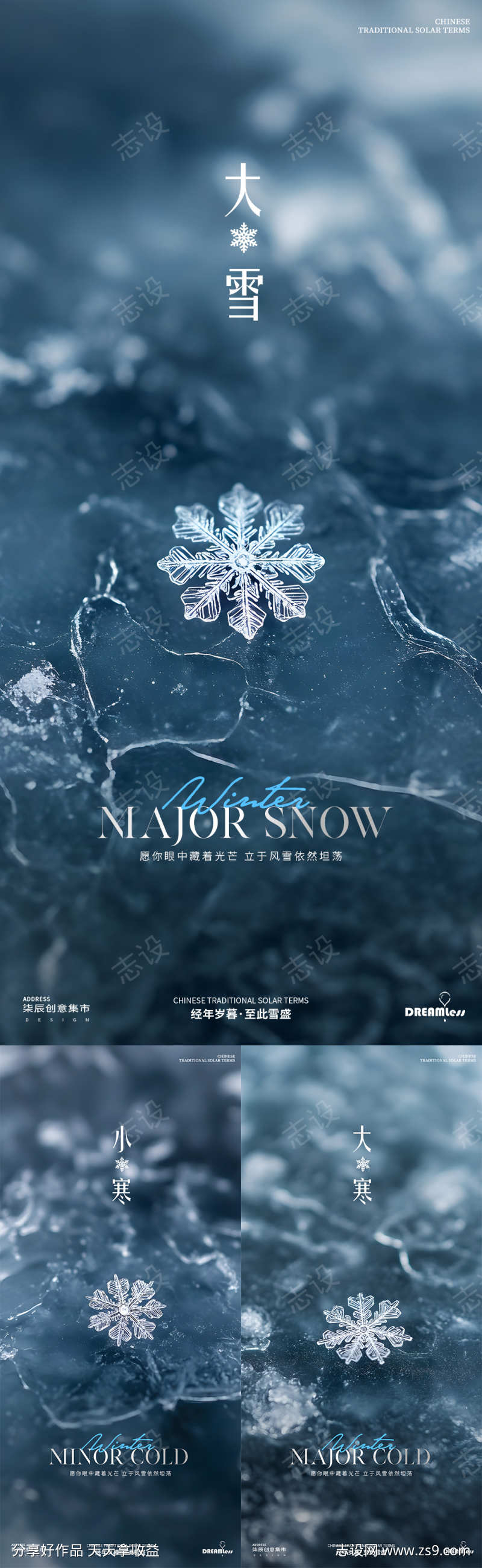 大雪小寒大寒雪花摄影海报