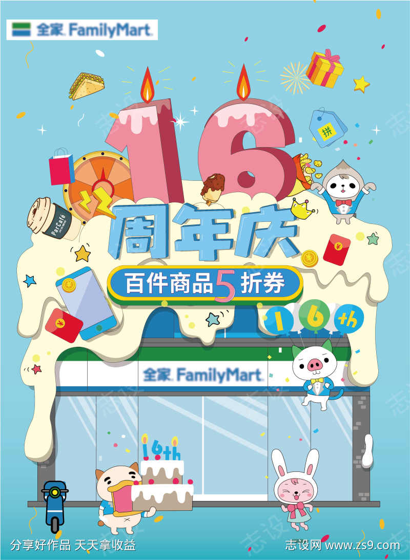 便利店超市生日海报 