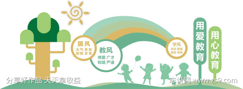 莫兰迪色幼儿园文化墙