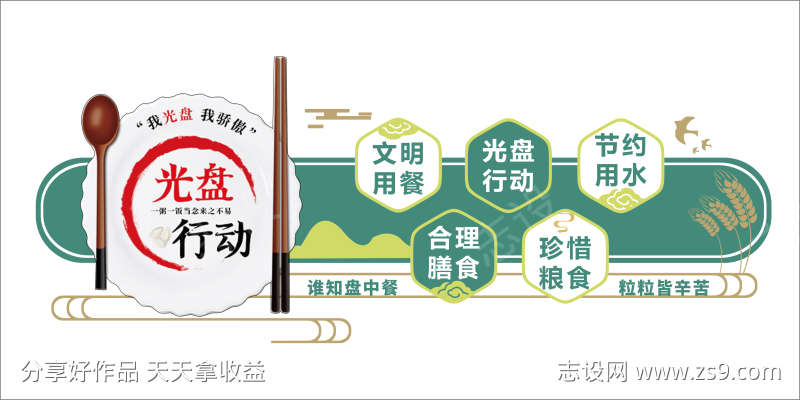 食堂文化墙设计光盘行动