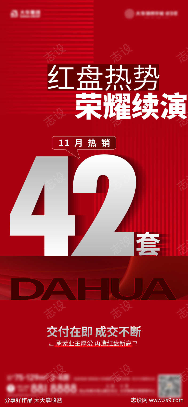 地产红色热销海报