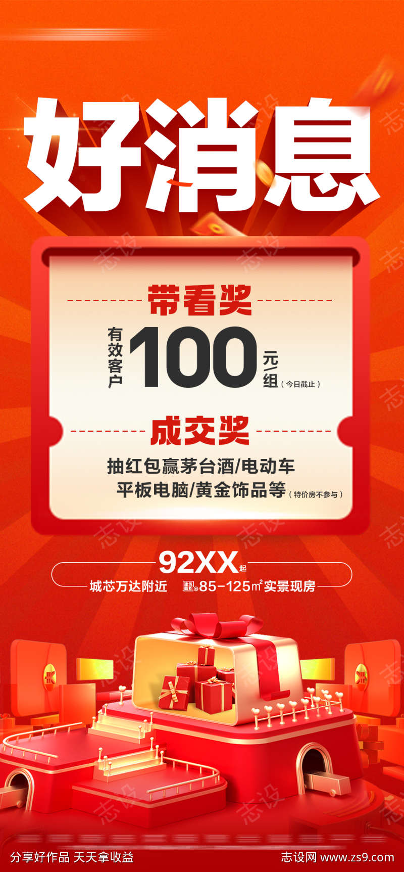 地产带看成交奖活动大字报