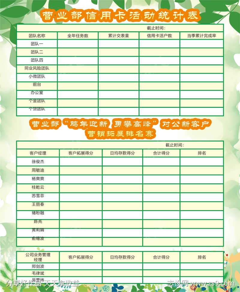 营业部信用卡活动统计表DM单页设计海报