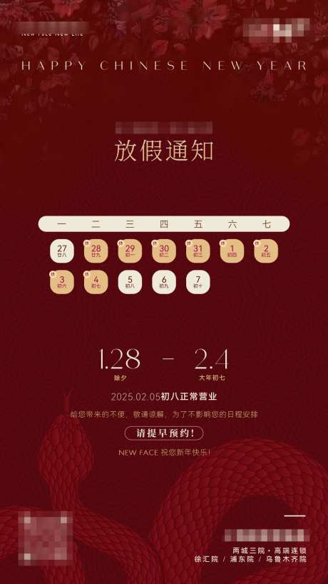 医美2025蛇年春节放假通知海报_源文件下载_23格式_1080X1920像素-放假,通知,春节-作品编号:2024122409224434-志设-zs9.com