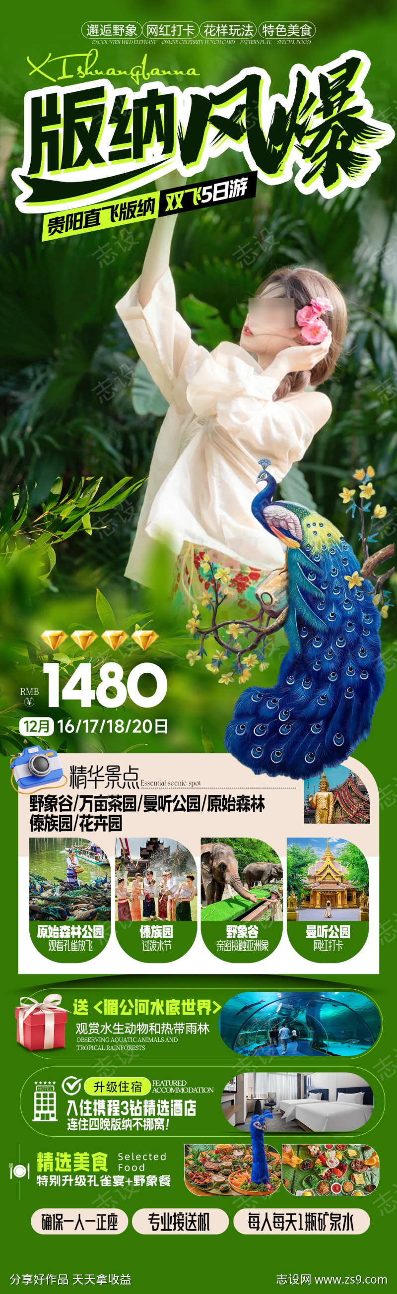 云南西双版纳旅游海报