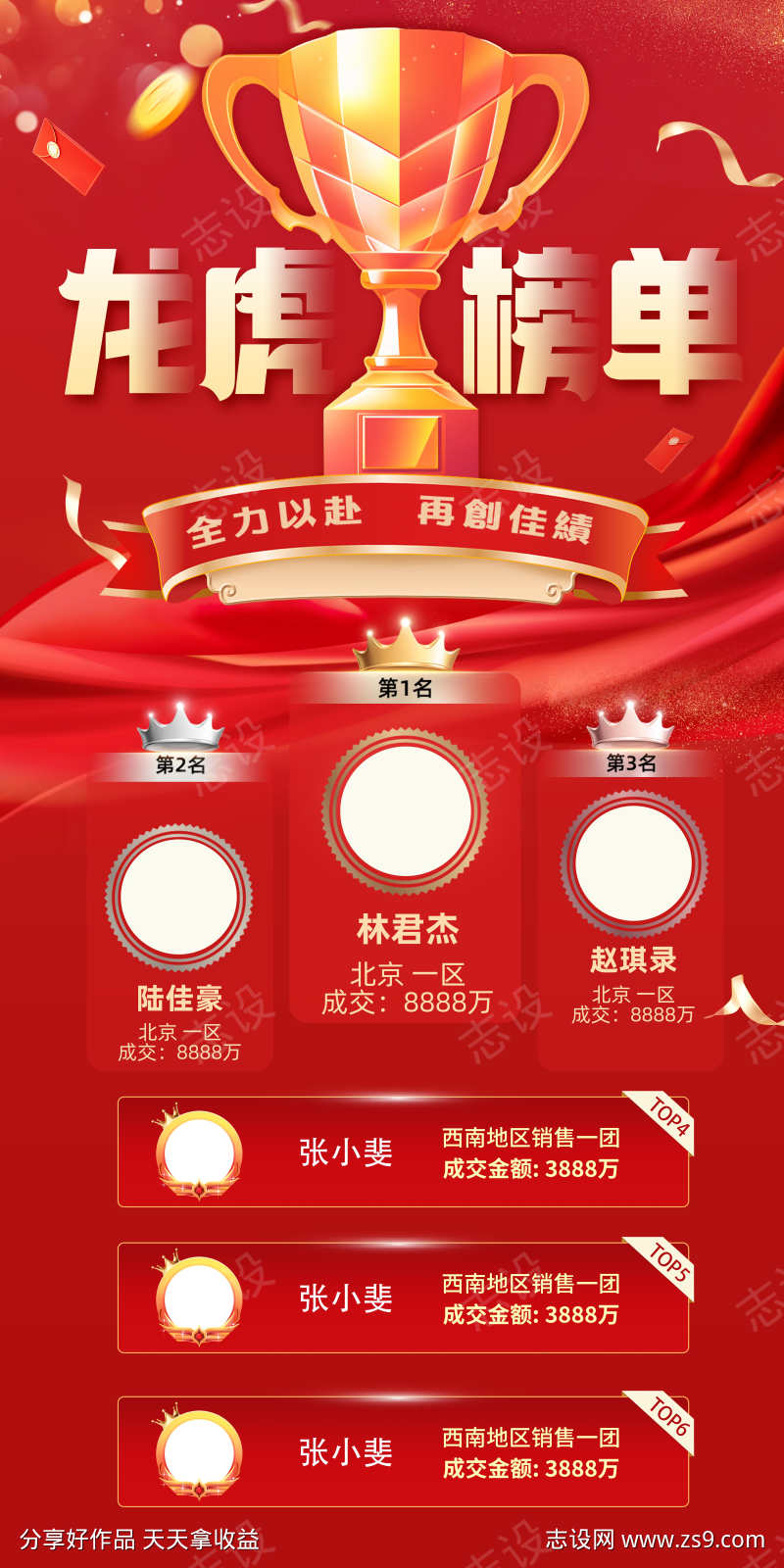 红色喜庆年终龙虎榜单