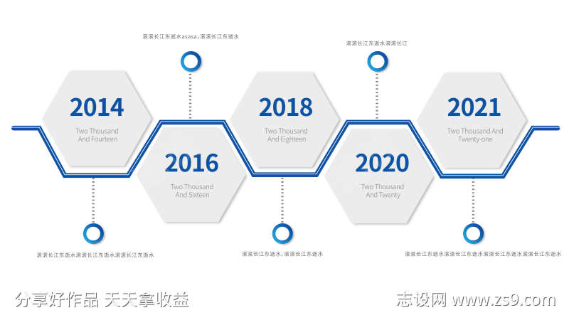 蓝色科技时间高级简约文化墙时间轴