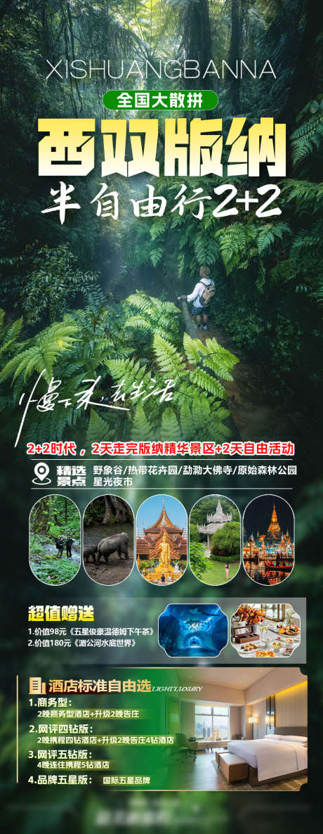 版纳旅游海报_源文件下载_PSD格式_1100X2835像素-云南,海报,版纳-作品编号:2025012314248666-志设-zs9.com